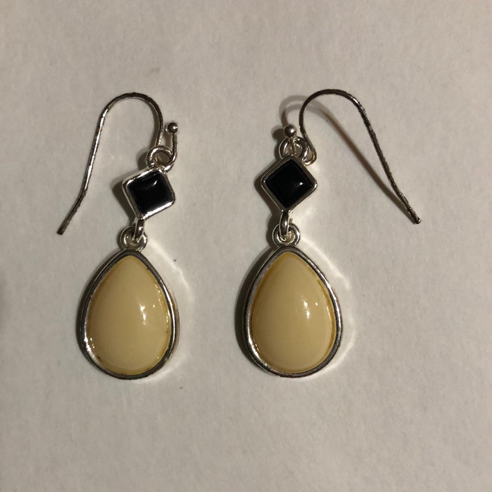 Black and cream earrings